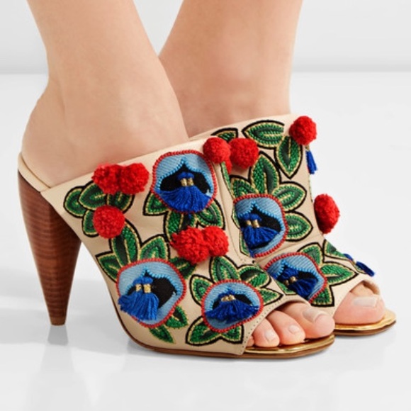 Tory Burch Shoes - HP! Tory Burch Ellis Embroidered Leather Mule